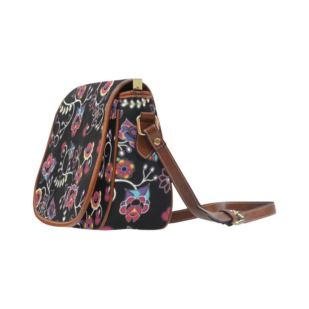 Floral Danseur Saddle Bag/Small (Model 1649) Full Customization Saddle Bag/Small (Full Customization) e-joyer 