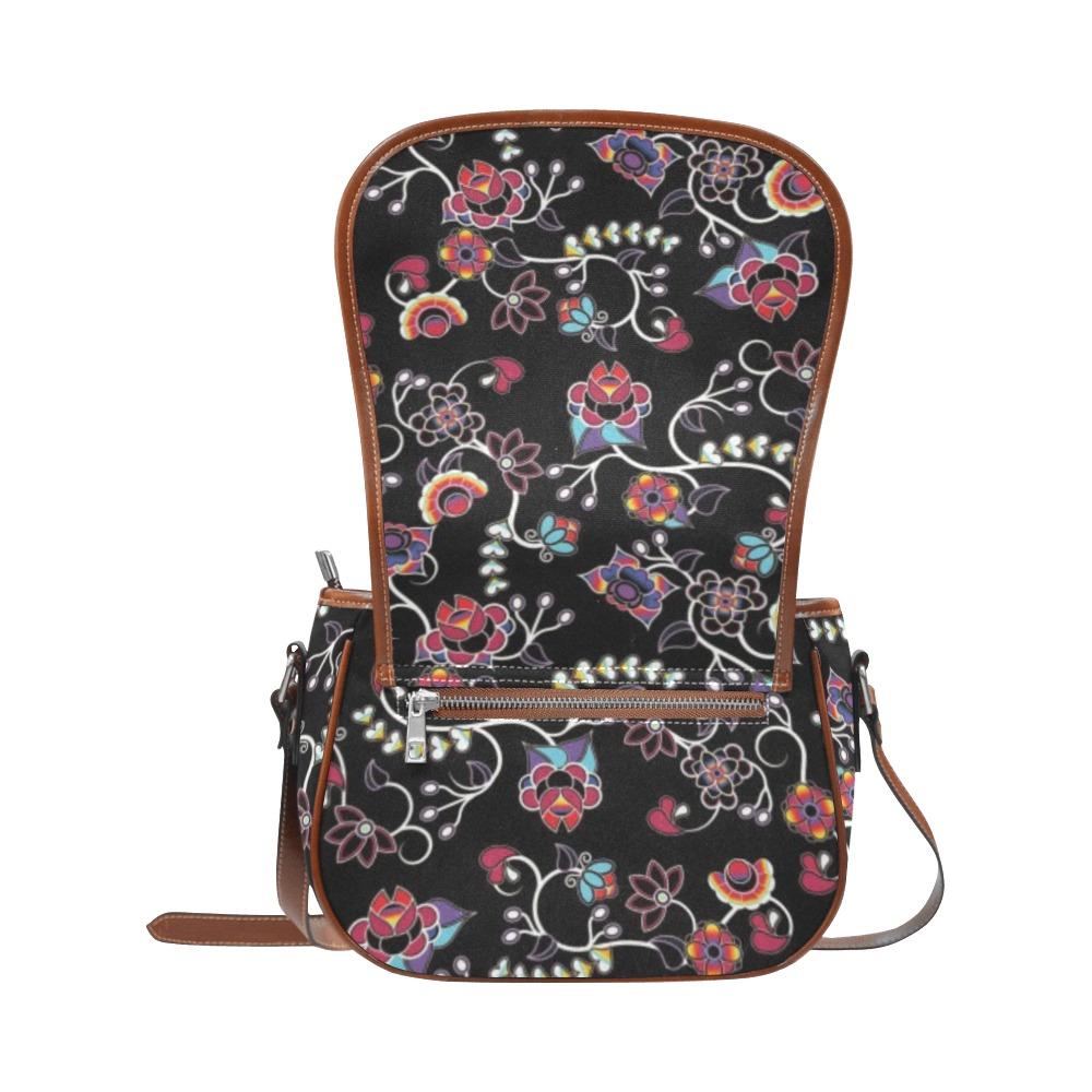 Floral Danseur Saddle Bag/Small (Model 1649) Full Customization Saddle Bag/Small (Full Customization) e-joyer 