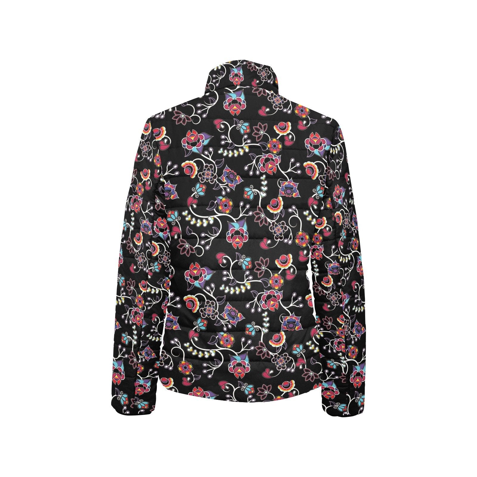 Floral Danseur Women's Stand Collar Padded Jacket (Model H41) jacket e-joyer 