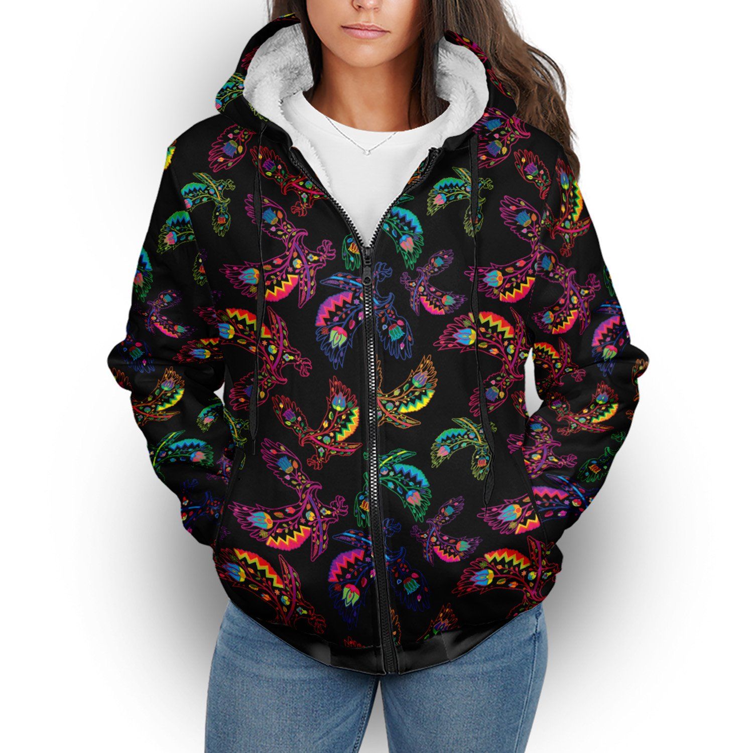 Floral Eagle Sherpa Hoodie hoodie Herman 