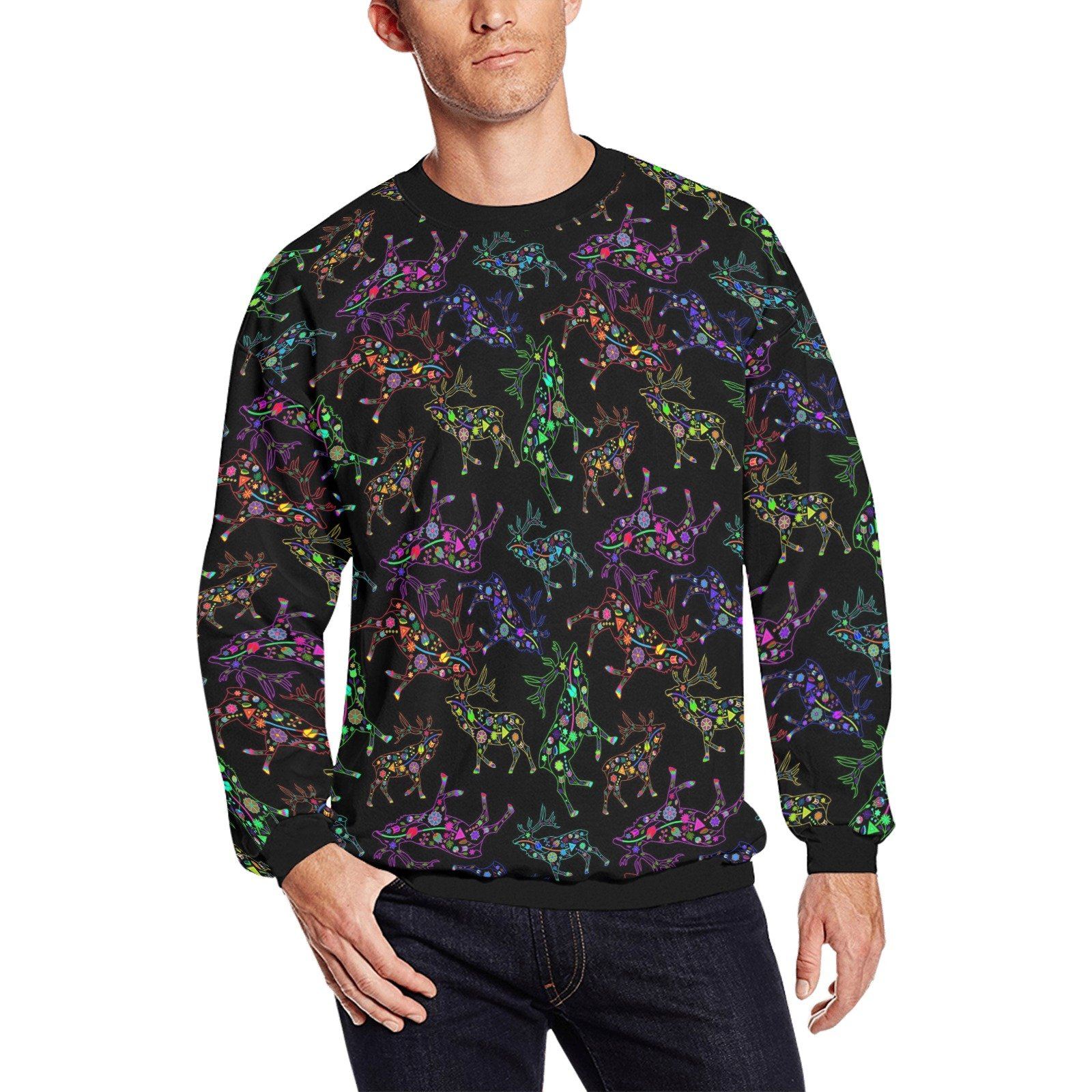 Floral Elk All Over Print Crewneck Sweatshirt for Men (Model H18) shirt e-joyer 