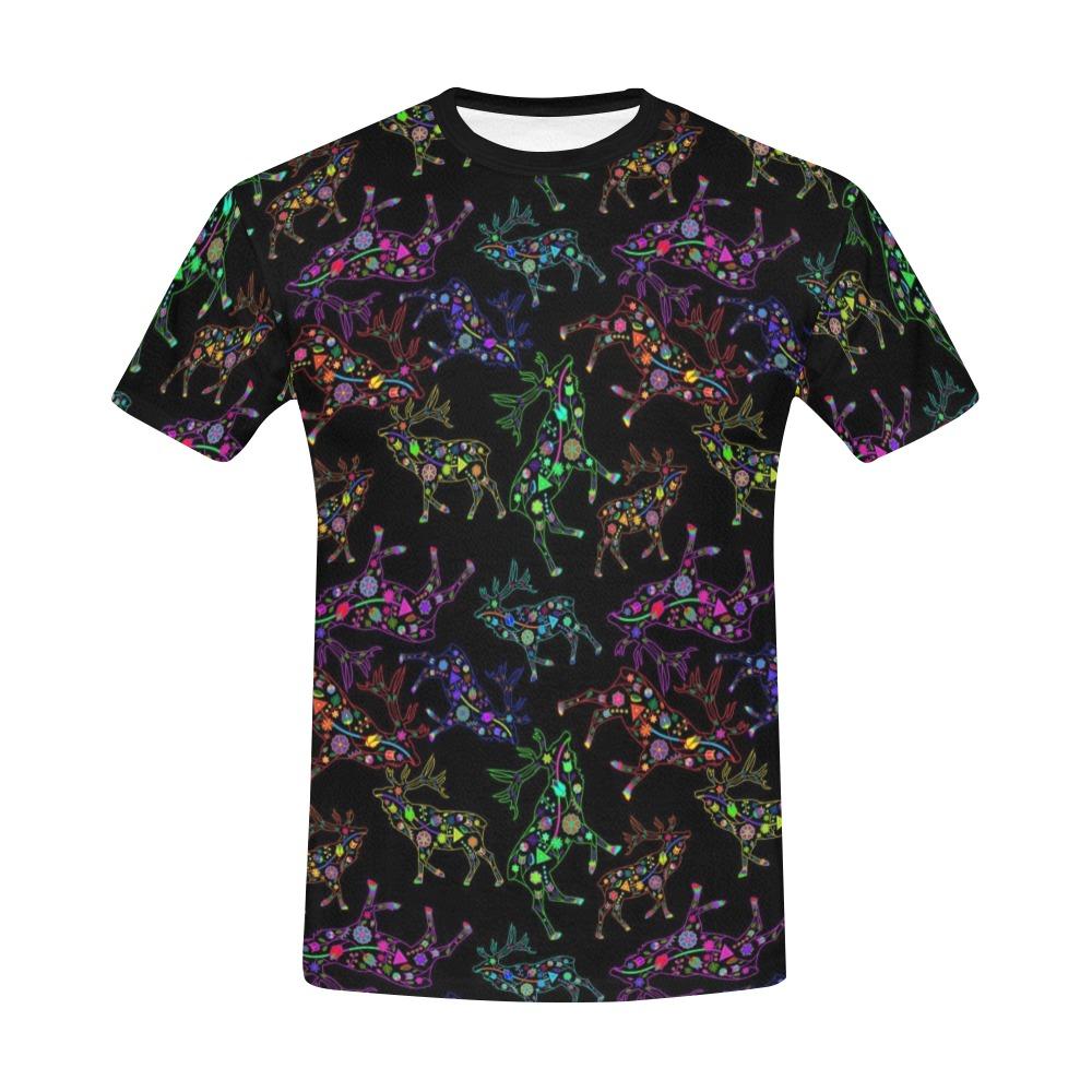 Floral Elk All Over Print T-Shirt for Men (USA Size) (Model T40) All Over Print T-Shirt for Men (T40) e-joyer 