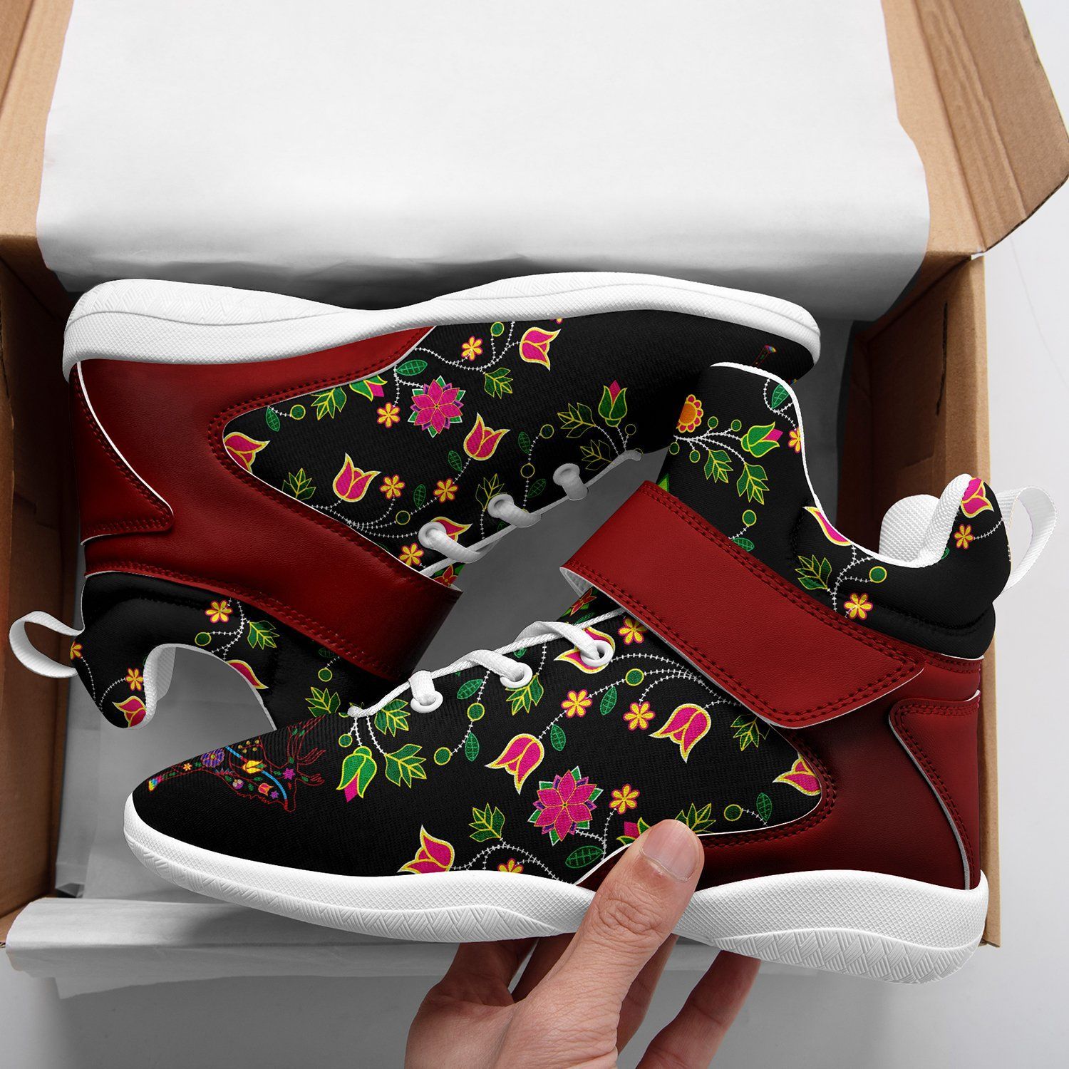 Floral Elk Ipottaa Basketball / Sport High Top Shoes - White Sole 49 Dzine 