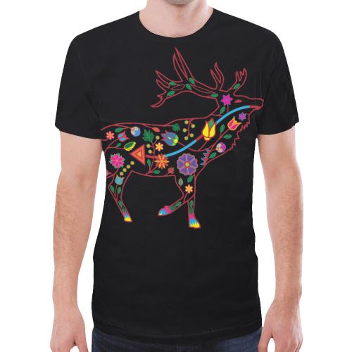 Floral Elk New All Over Print T-shirt for Men/Large Size (Model T45) New All Over Print T-shirt for Men/Large (T45) e-joyer 