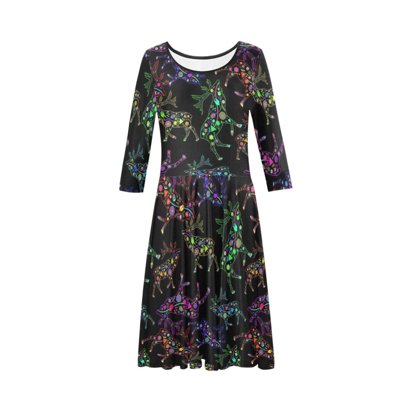 Floral Elk Tethys Half-Sleeve Skater Dress(Model D20) Tethys Half-Sleeve Skater Dress (D20) e-joyer 