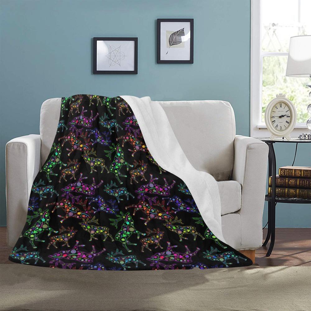 Floral Elk Ultra-Soft Micro Fleece Blanket 50"x60" Ultra-Soft Blanket 50''x60'' e-joyer 