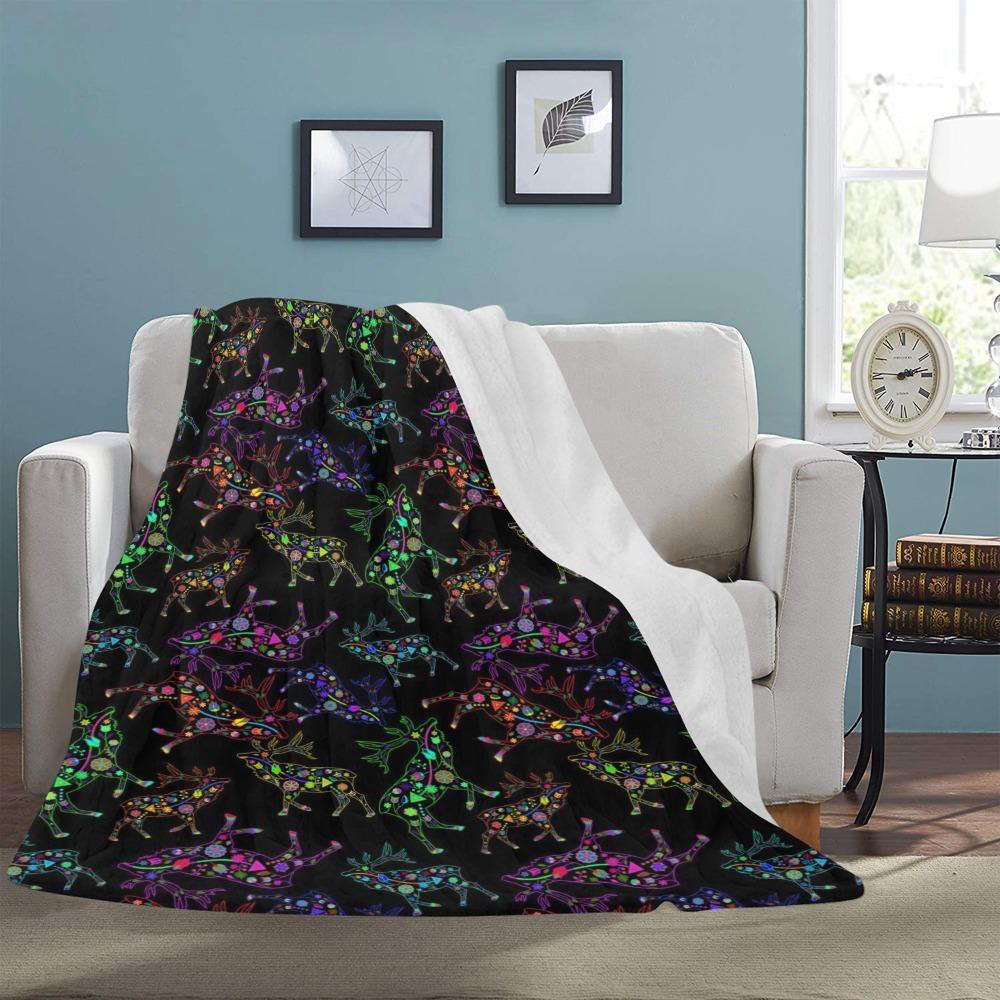 Floral Elk Ultra-Soft Micro Fleece Blanket 60"x80" Ultra-Soft Blanket 60''x80'' e-joyer 