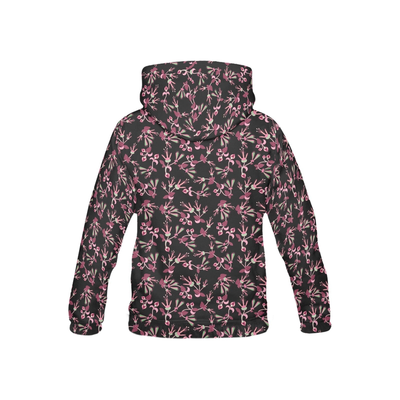 Floral Green Black All Over Print Hoodie for Kid (USA Size) (Model H13) All Over Print Hoodie for Kid (H13) e-joyer 