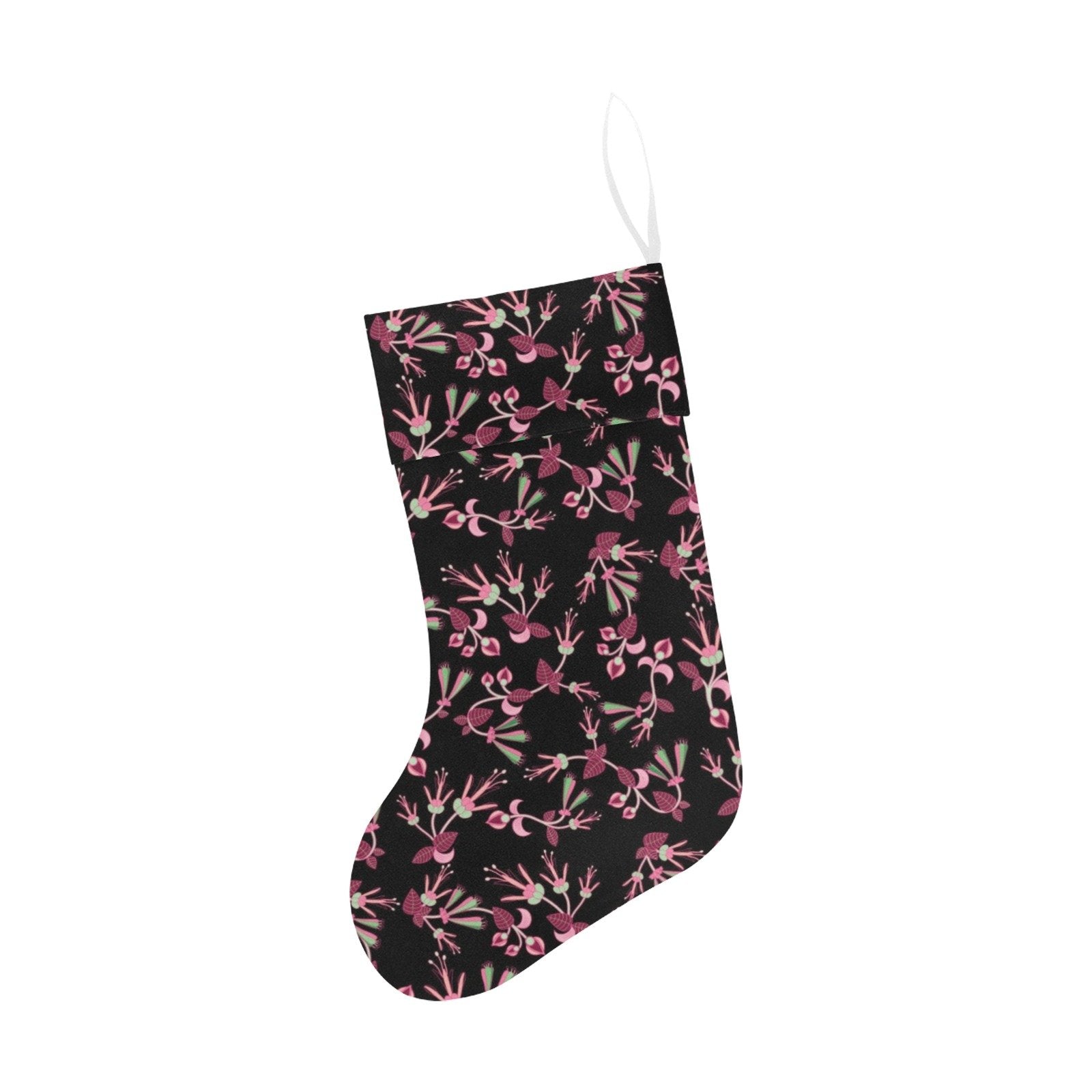 Floral Green Black Christmas Stocking holiday stocking e-joyer 