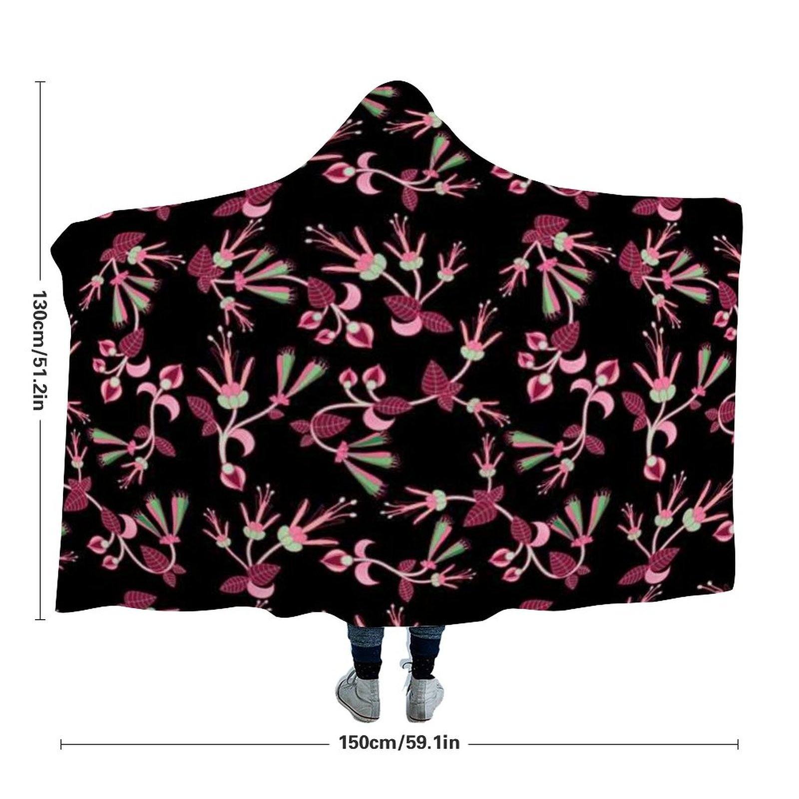 Floral Green Black Hooded Blanket blanket 49 Dzine 