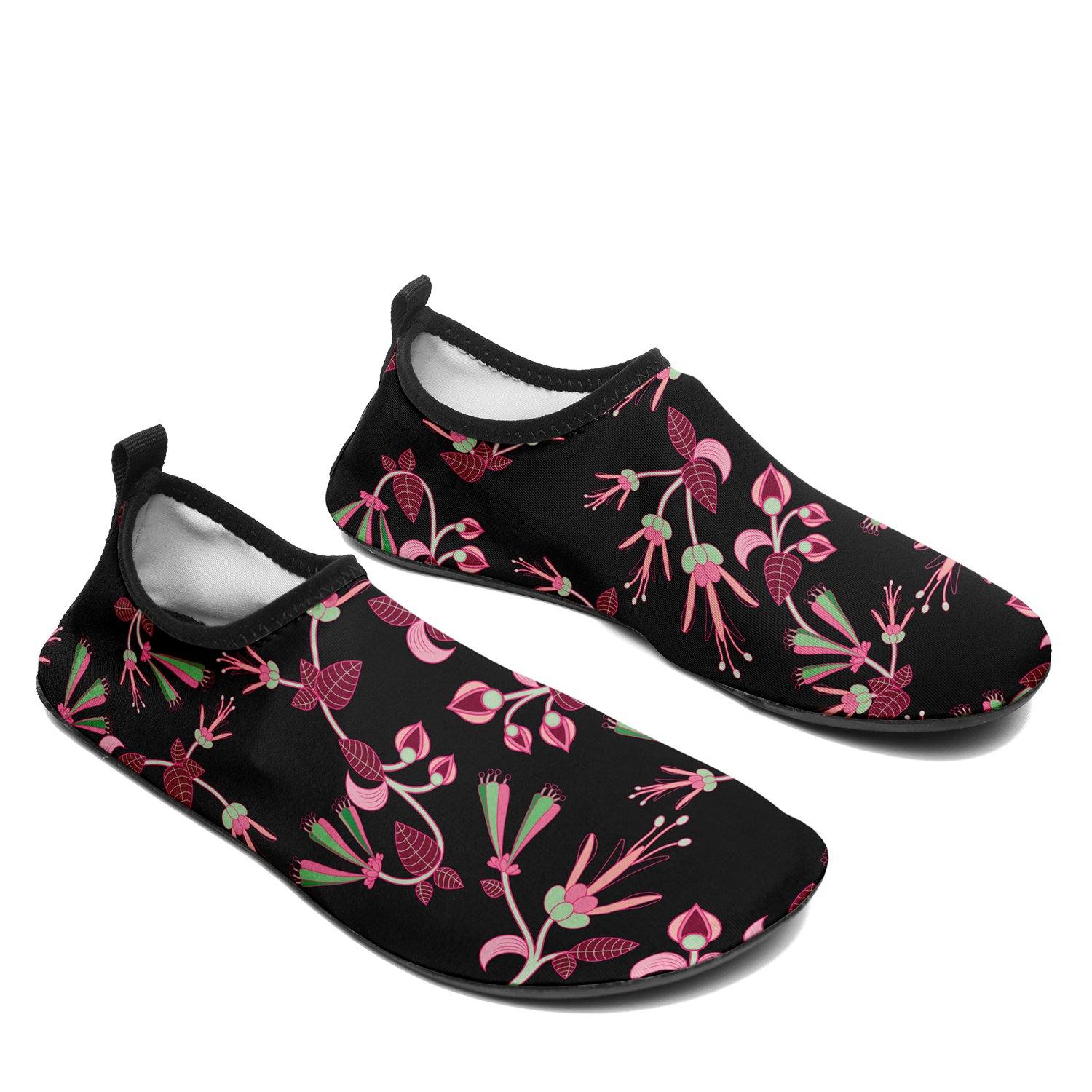 Floral Green Black Kid's Slip On Shoes Herman 