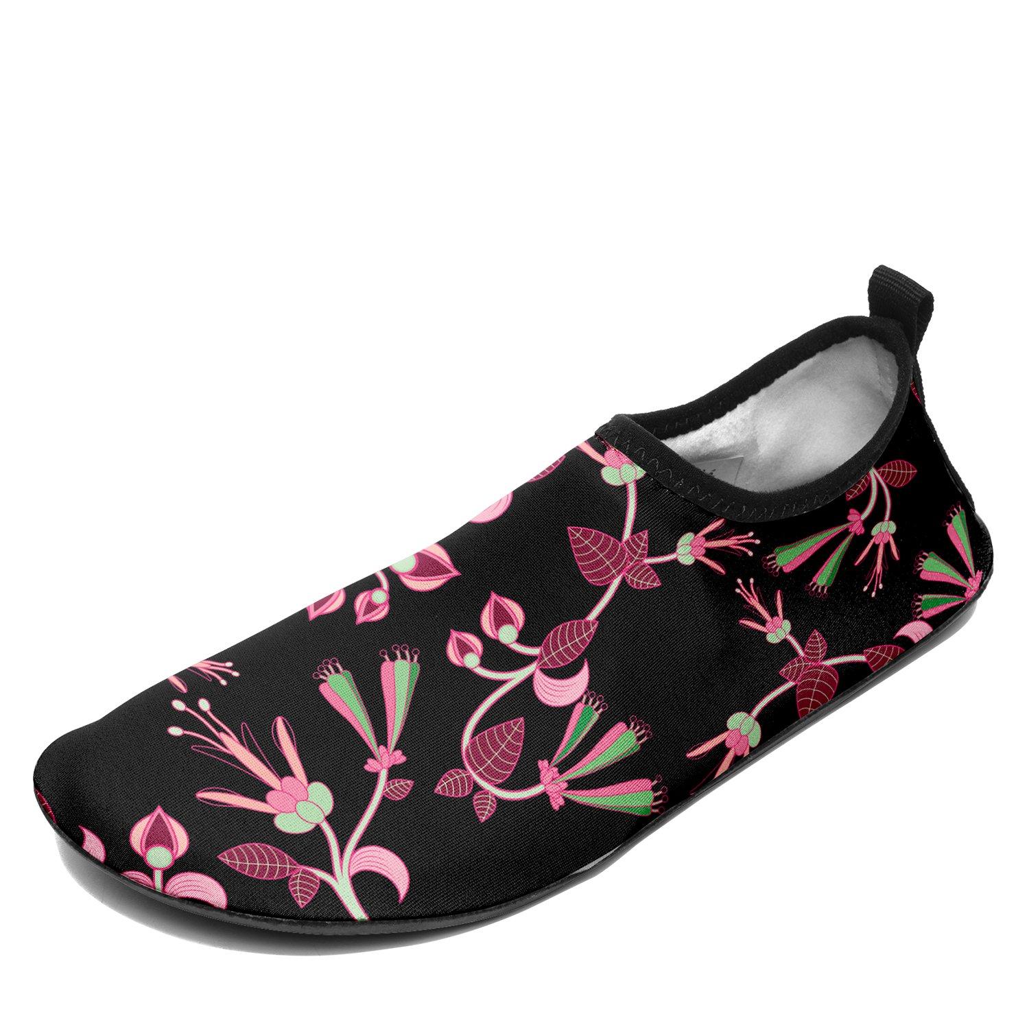 Floral Green Black Kid's Slip On Shoes Herman 