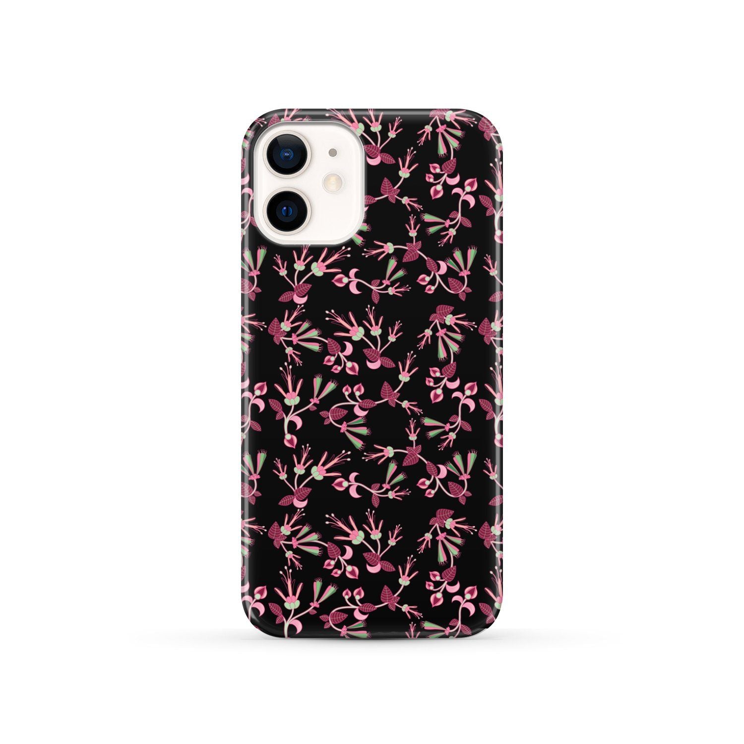 Floral Green Black Phone Case Phone Case wc-fulfillment iPhone 12 