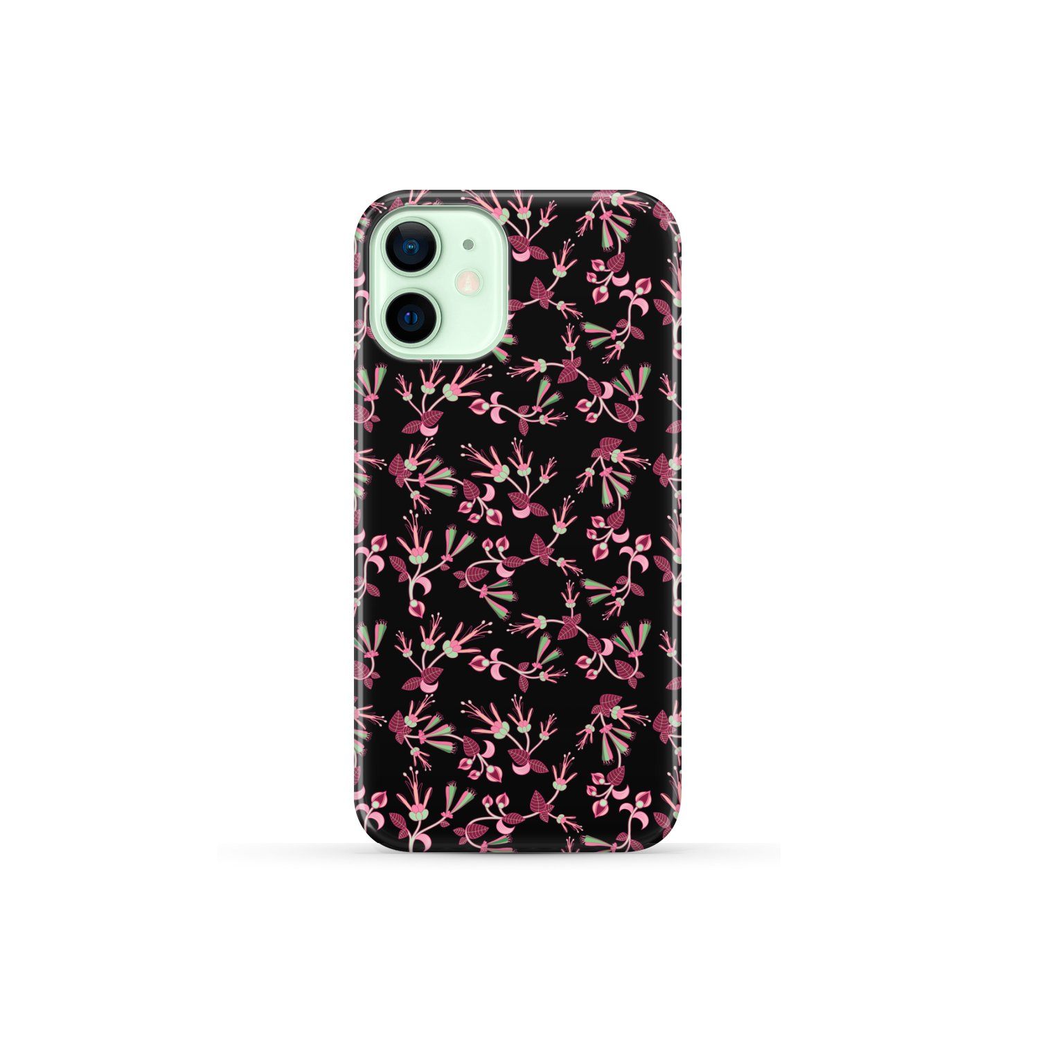 Floral Green Black Phone Case Phone Case wc-fulfillment iPhone 12 Mini 