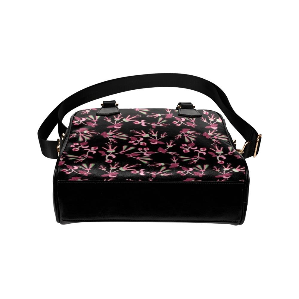 Floral Green Black Shoulder Handbag (Model 1634) Shoulder Handbags (1634) e-joyer 