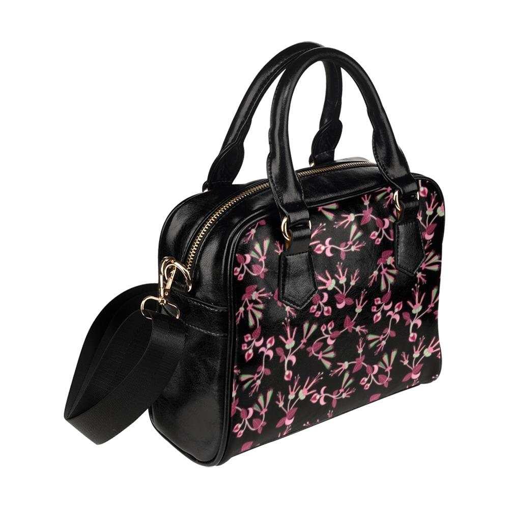 Floral Green Black Shoulder Handbag (Model 1634) Shoulder Handbags (1634) e-joyer 