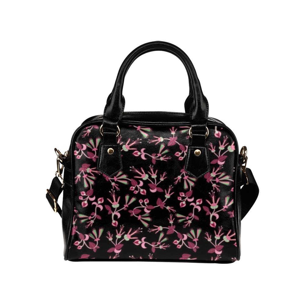 Floral Green Black Shoulder Handbag (Model 1634) Shoulder Handbags (1634) e-joyer 