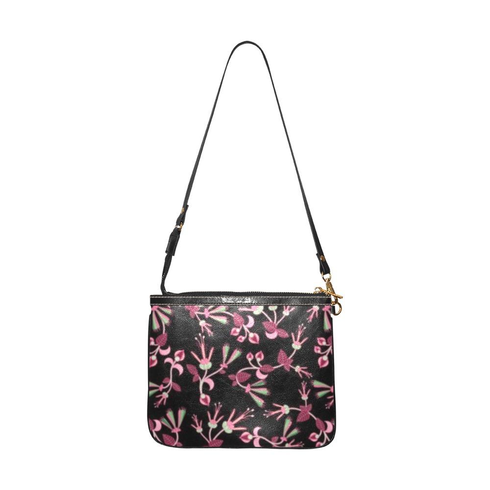 Floral Green Black Small Shoulder Bag (Model 1710) Small Shoulder Bag (1710) e-joyer 