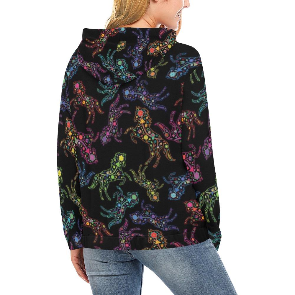 Floral Horse All Over Print Hoodie for Women (USA Size) (Model H13) All Over Print Hoodie for Women (H13) e-joyer 