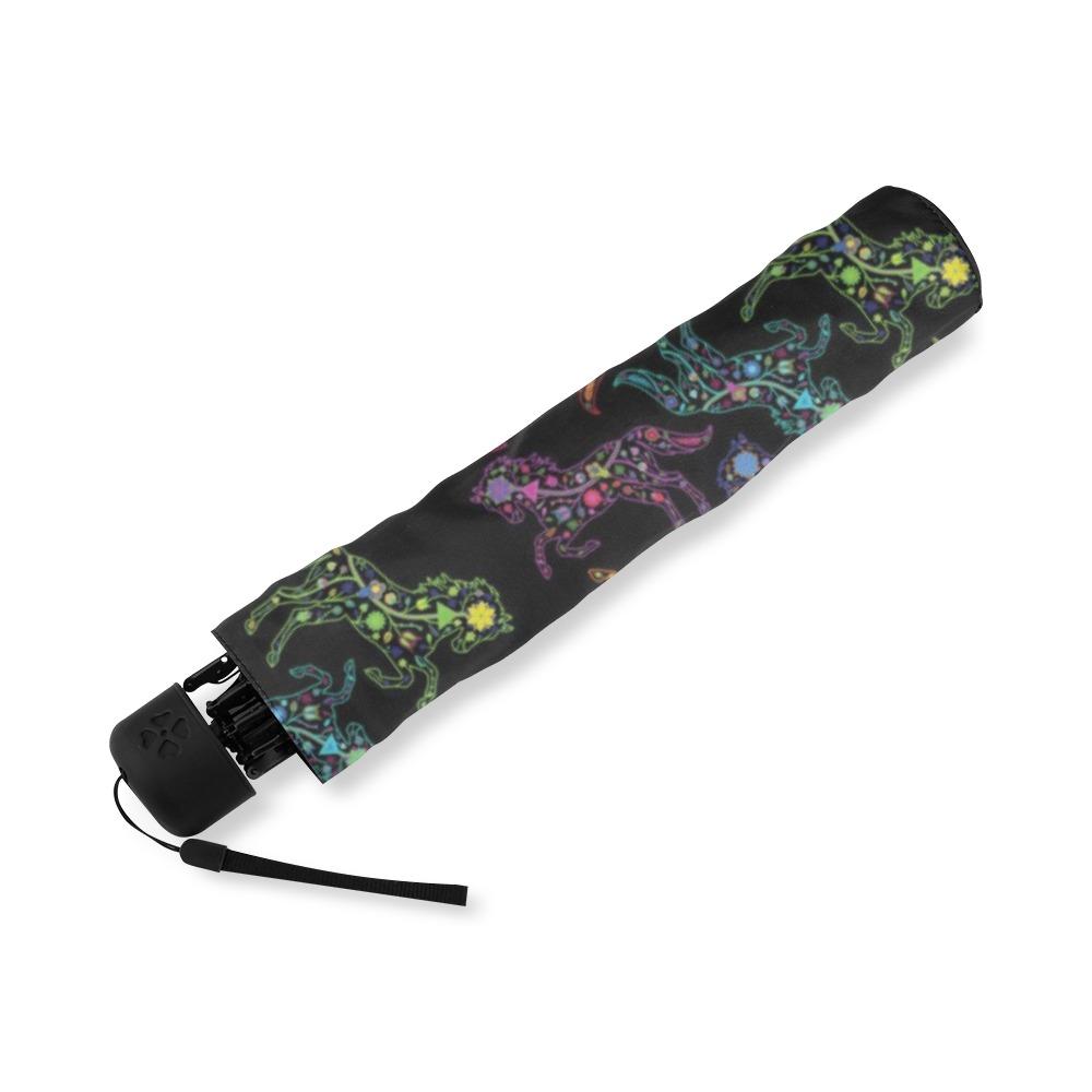 Floral Horse Foldable Umbrella (Model U01) Foldable Umbrella e-joyer 