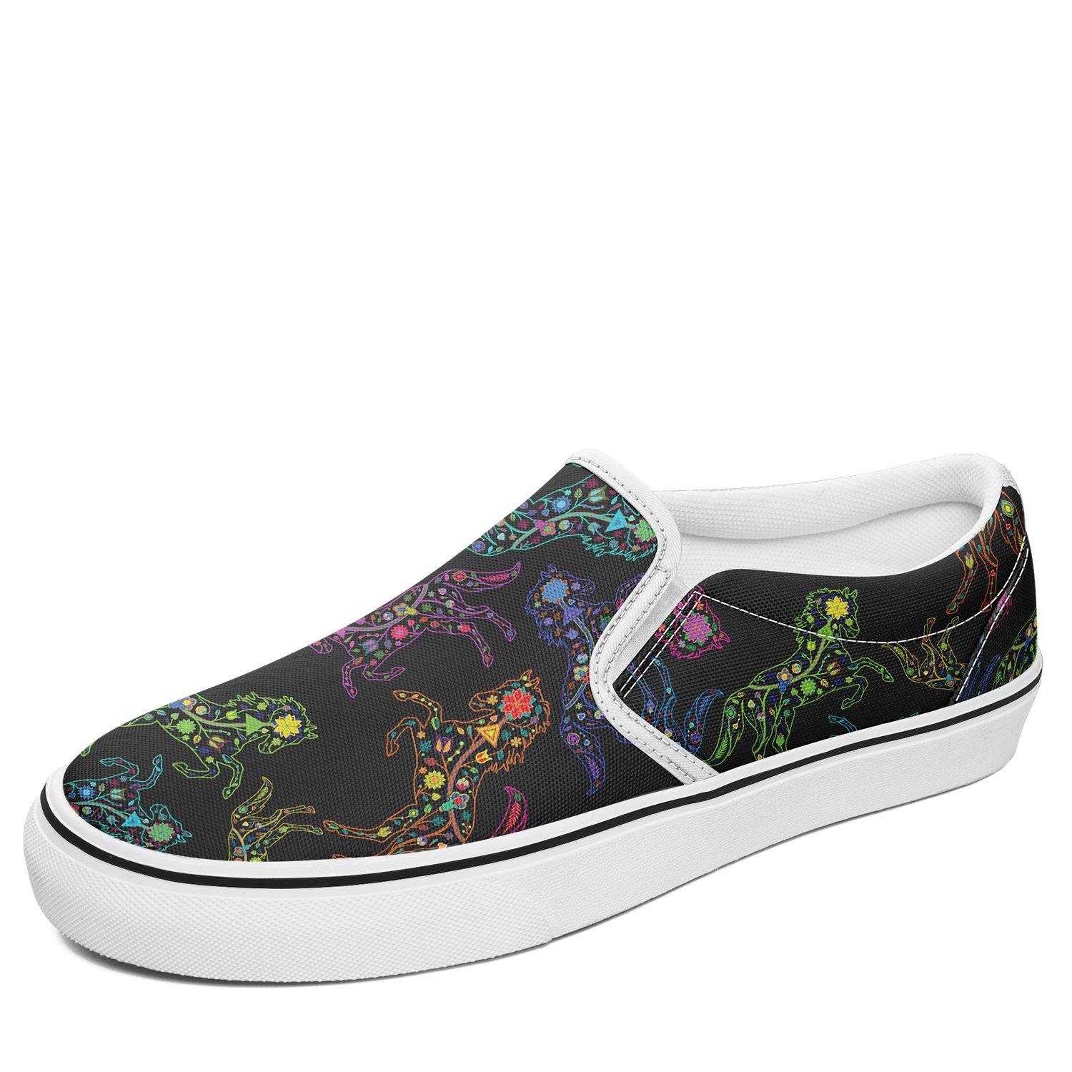 Floral Horse Otoyimm Canvas Slip On Shoes otoyimm Herman US Youth 1 / EUR 32 White Sole 
