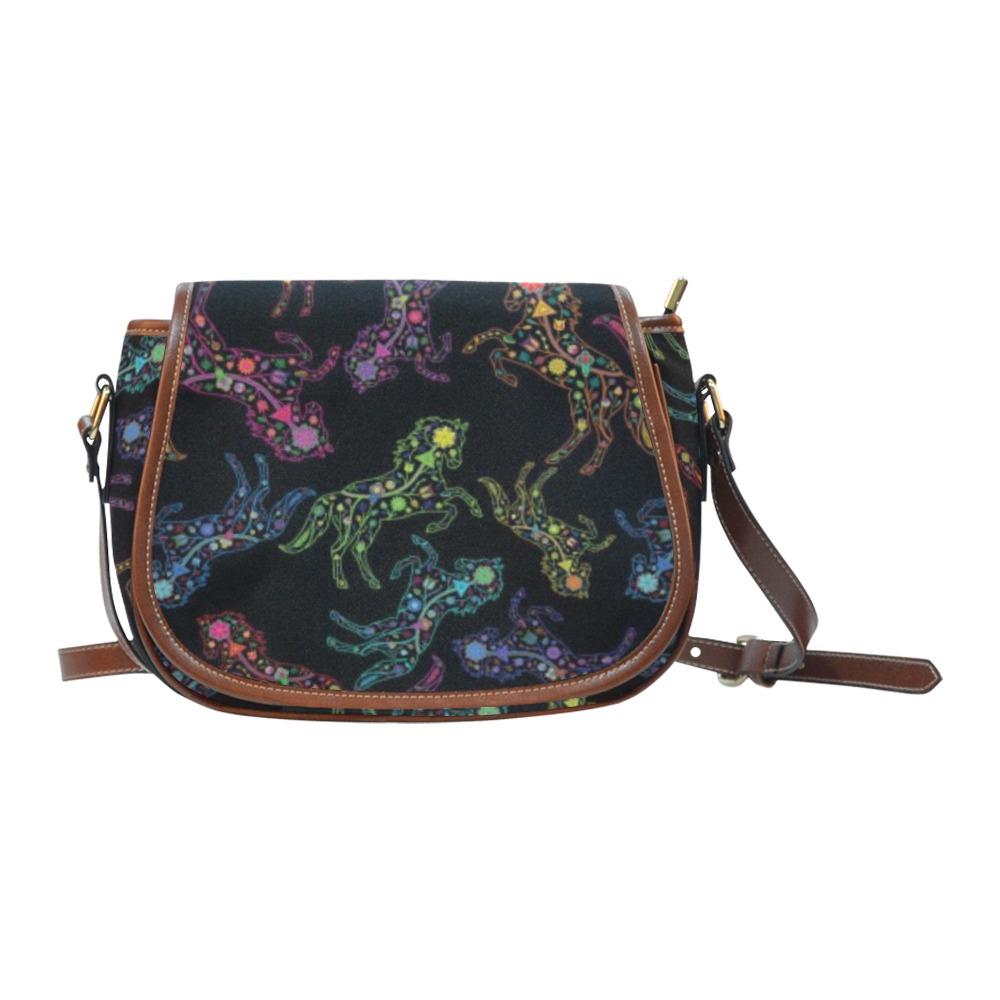 Floral Horse Saddle Bag/Small (Model 1649) Full Customization bag e-joyer 