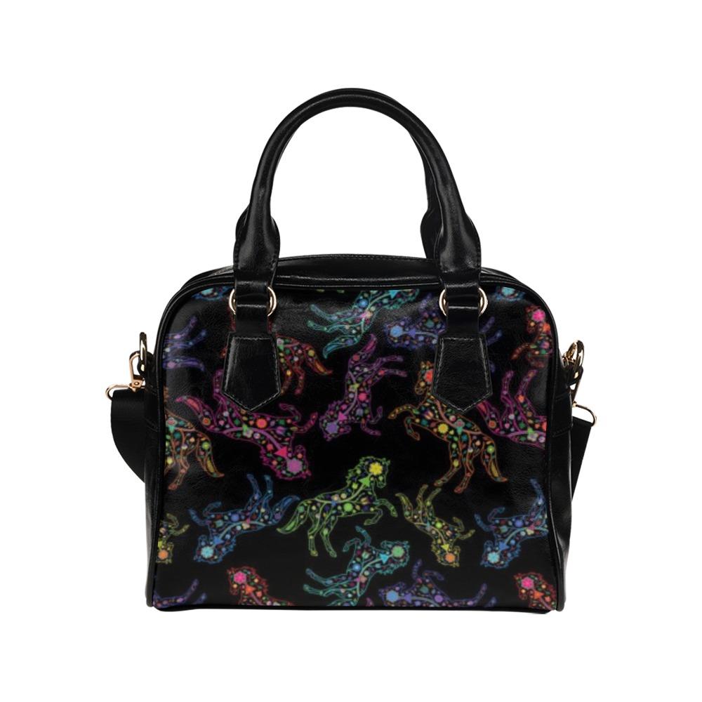 Floral Horse Shoulder Handbag (Model 1634) Shoulder Handbags (1634) e-joyer 