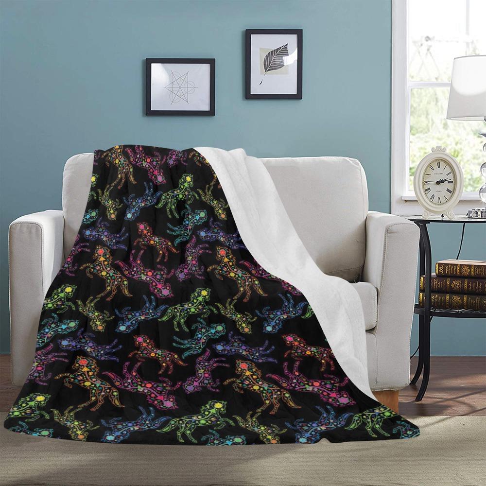 Floral Horse Ultra-Soft Micro Fleece Blanket 60"x80" Ultra-Soft Blanket 60''x80'' e-joyer 