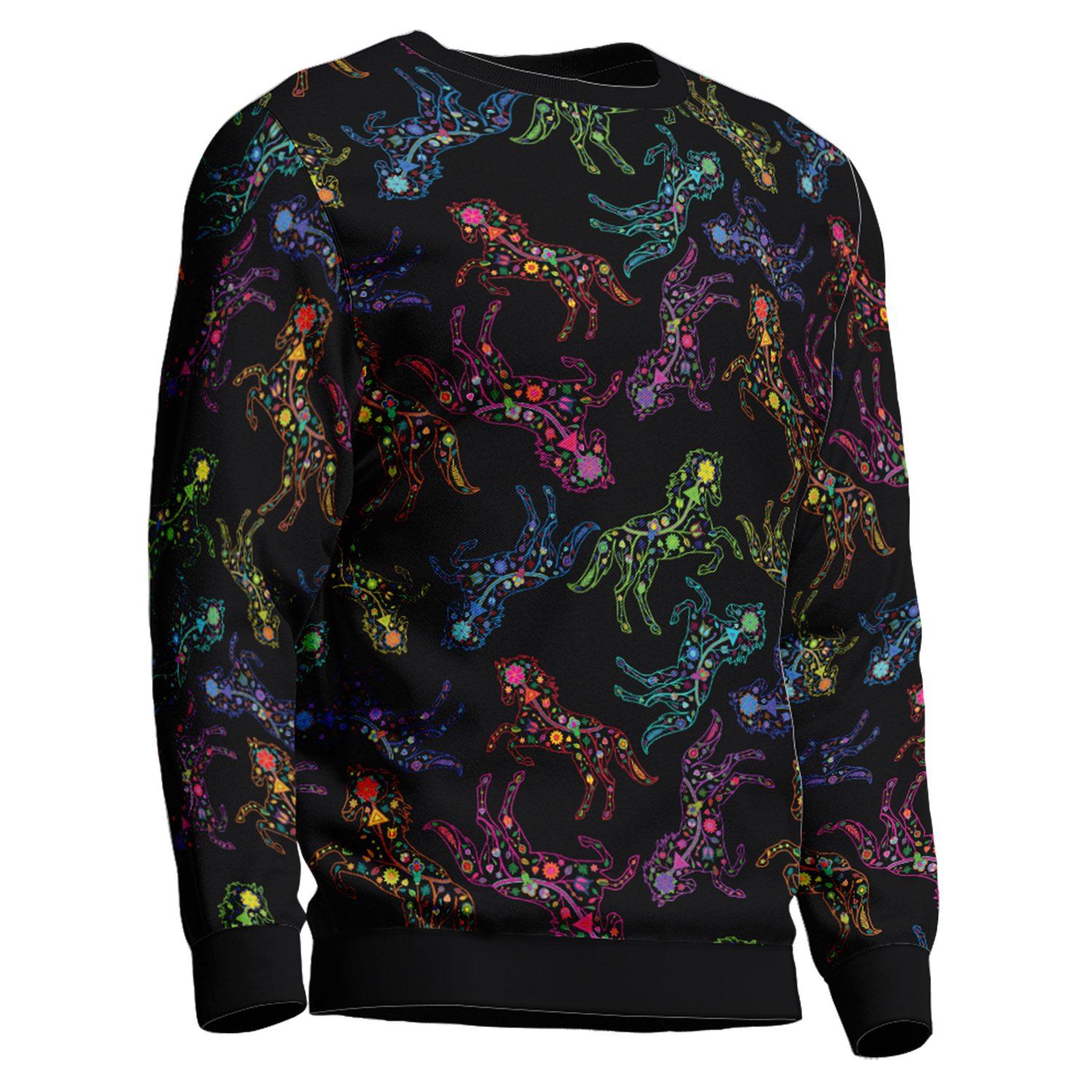 Floral Horse Unisex Crewneck Long Sleeve Top 49 Dzine 