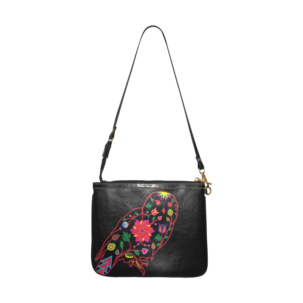 Floral Owl Small Shoulder Bag (Model 1710) Small Shoulder Bag (1710) e-joyer 