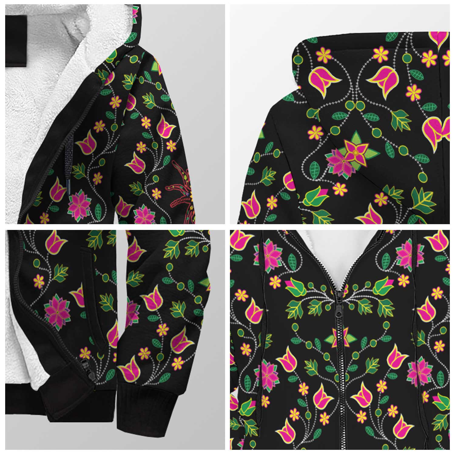 Floral Spider Sherpa Hoodie 49 Dzine 