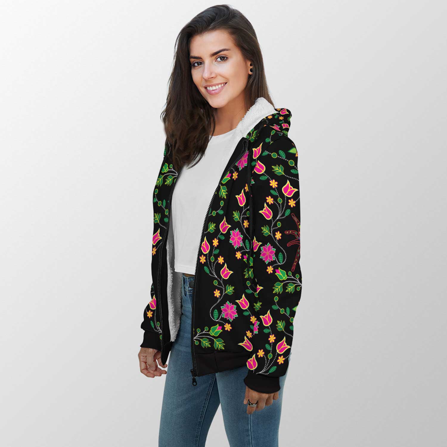 Floral Spider Sherpa Hoodie 49 Dzine 