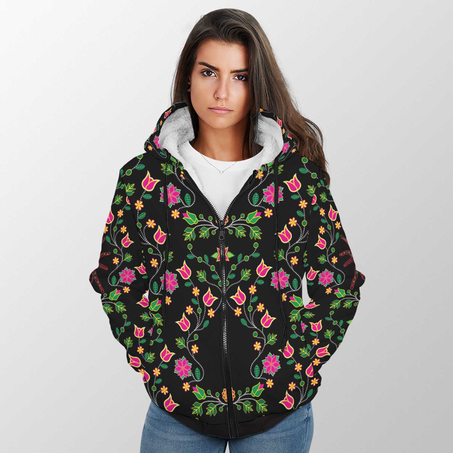 Floral Spider Sherpa Hoodie 49 Dzine 