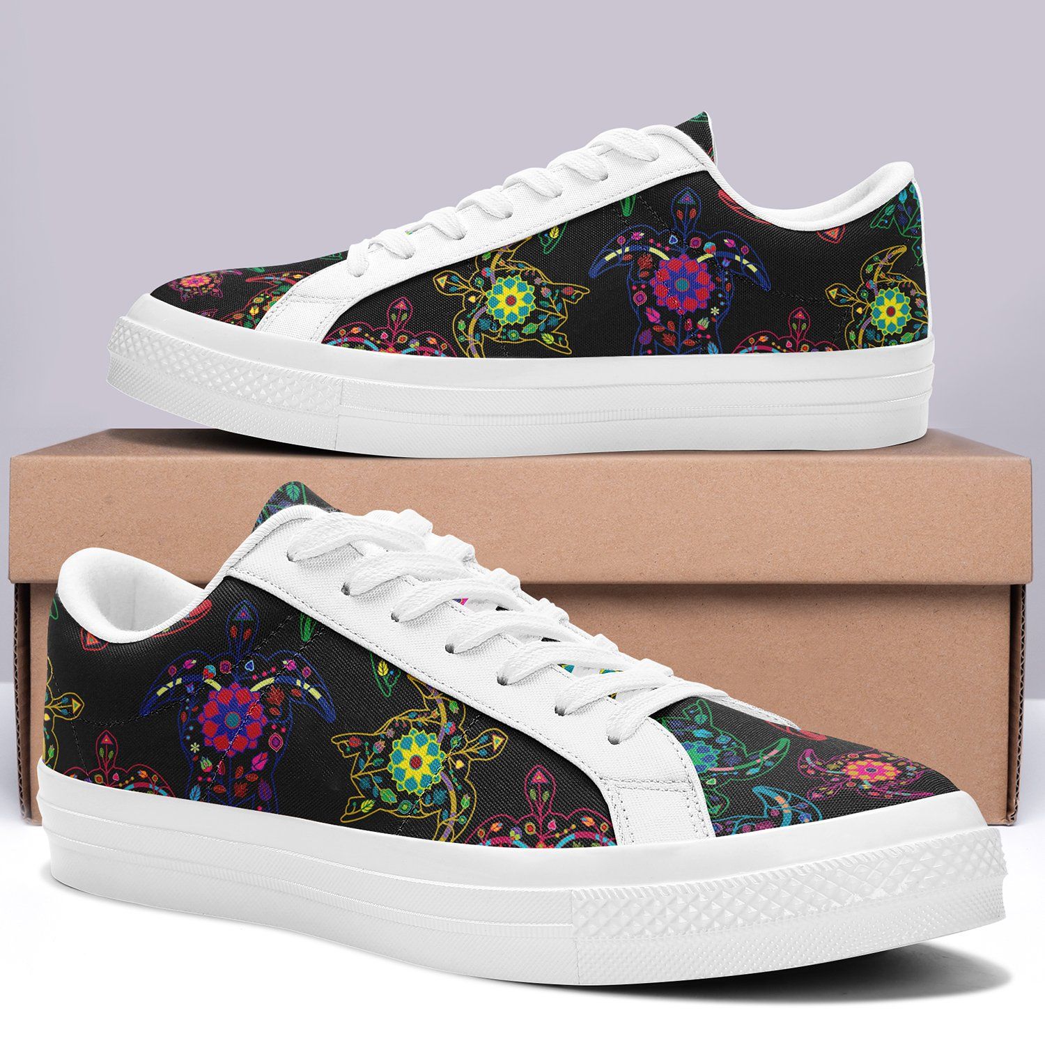 Floral Turtle Aapisi Low Top Canvas Shoes White Sole aapisi Herman 