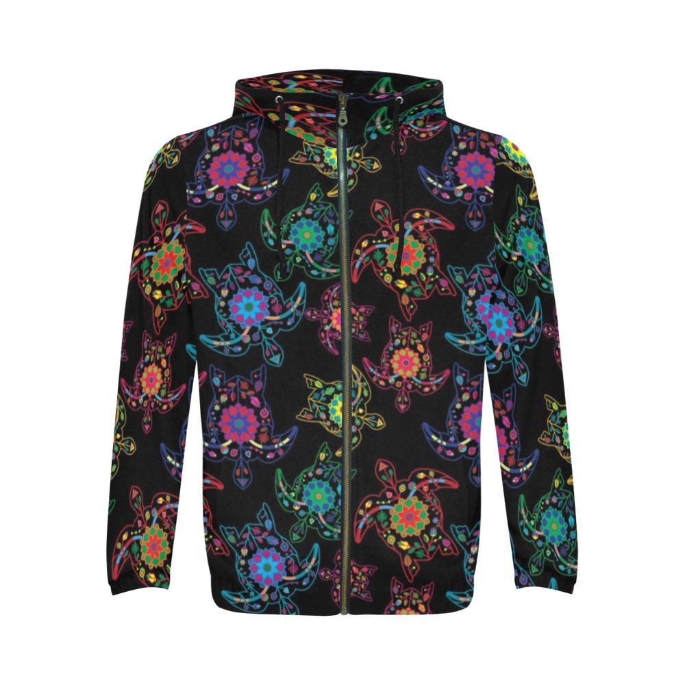 Floral Turtle All Over Print Full Zip Hoodie for Men (Model H14) All Over Print Full Zip Hoodie for Men (H14) e-joyer 