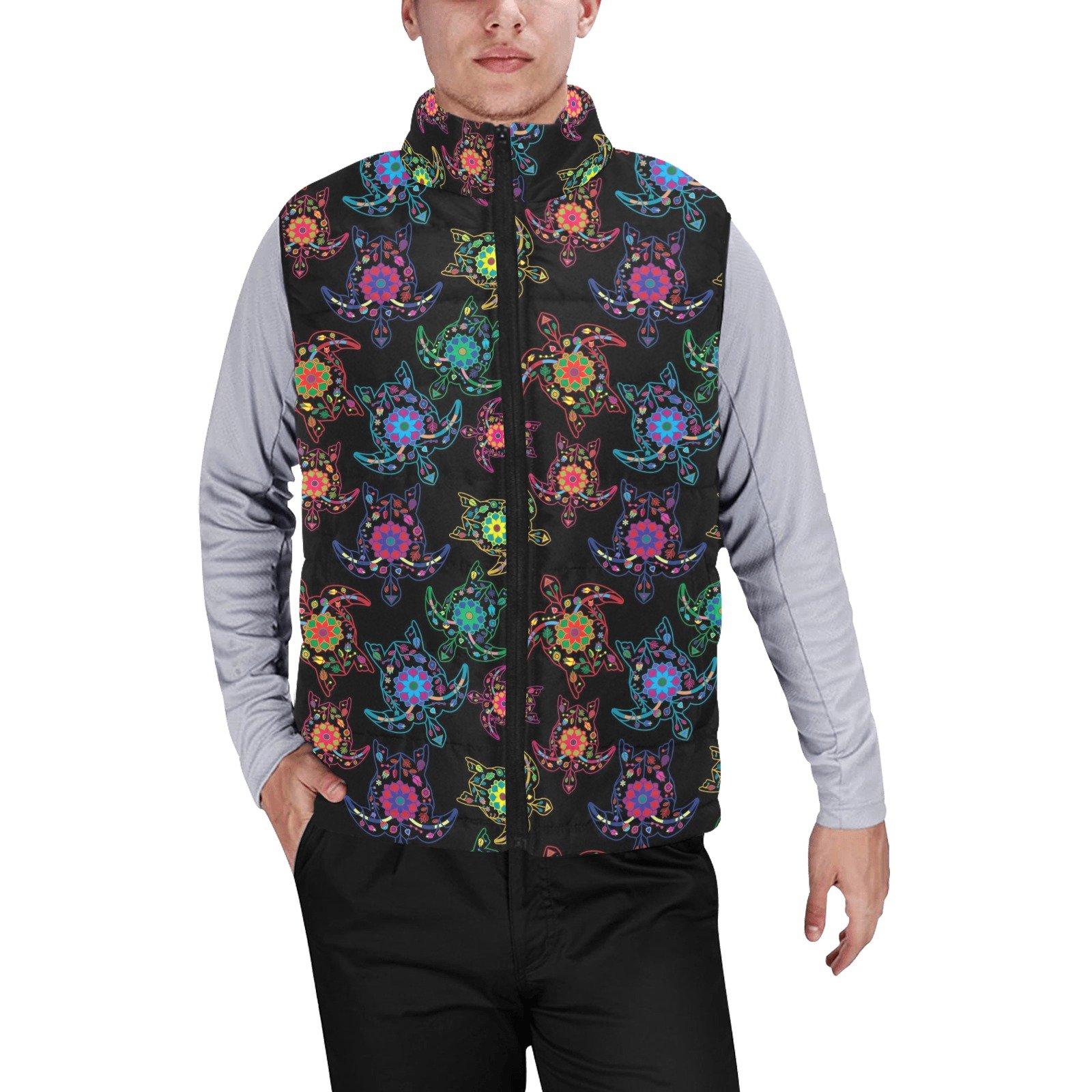 Floral Turtle Men's Padded Vest Jacket (Model H44) Men's Padded Vest Jacket (H44) e-joyer 