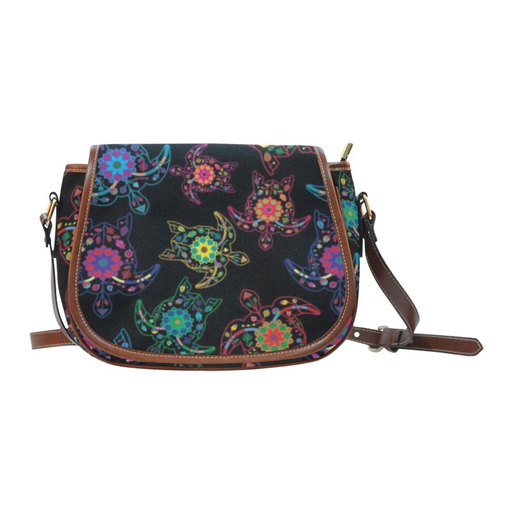 Floral Turtle Saddle Bag/Small (Model 1649) Full Customization bag e-joyer 
