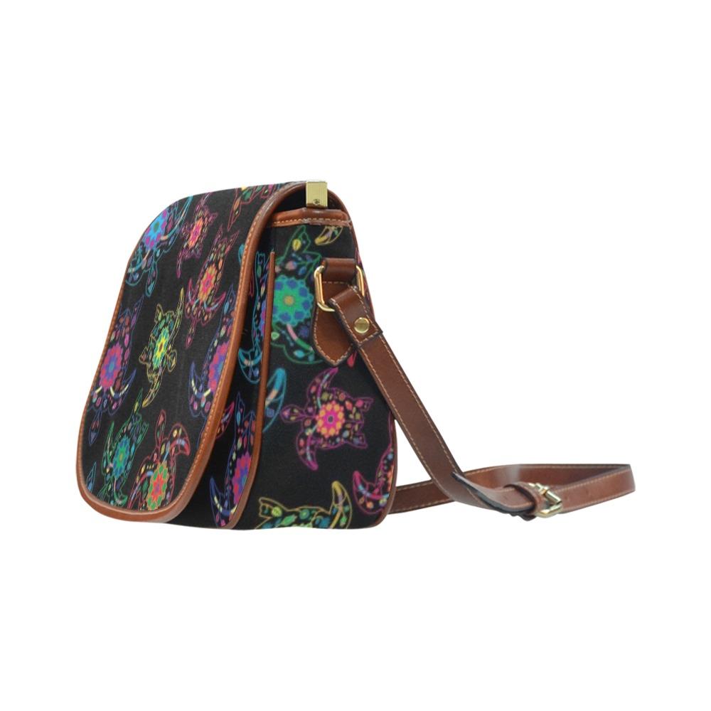 Floral Turtle Saddle Bag/Small (Model 1649) Full Customization bag e-joyer 