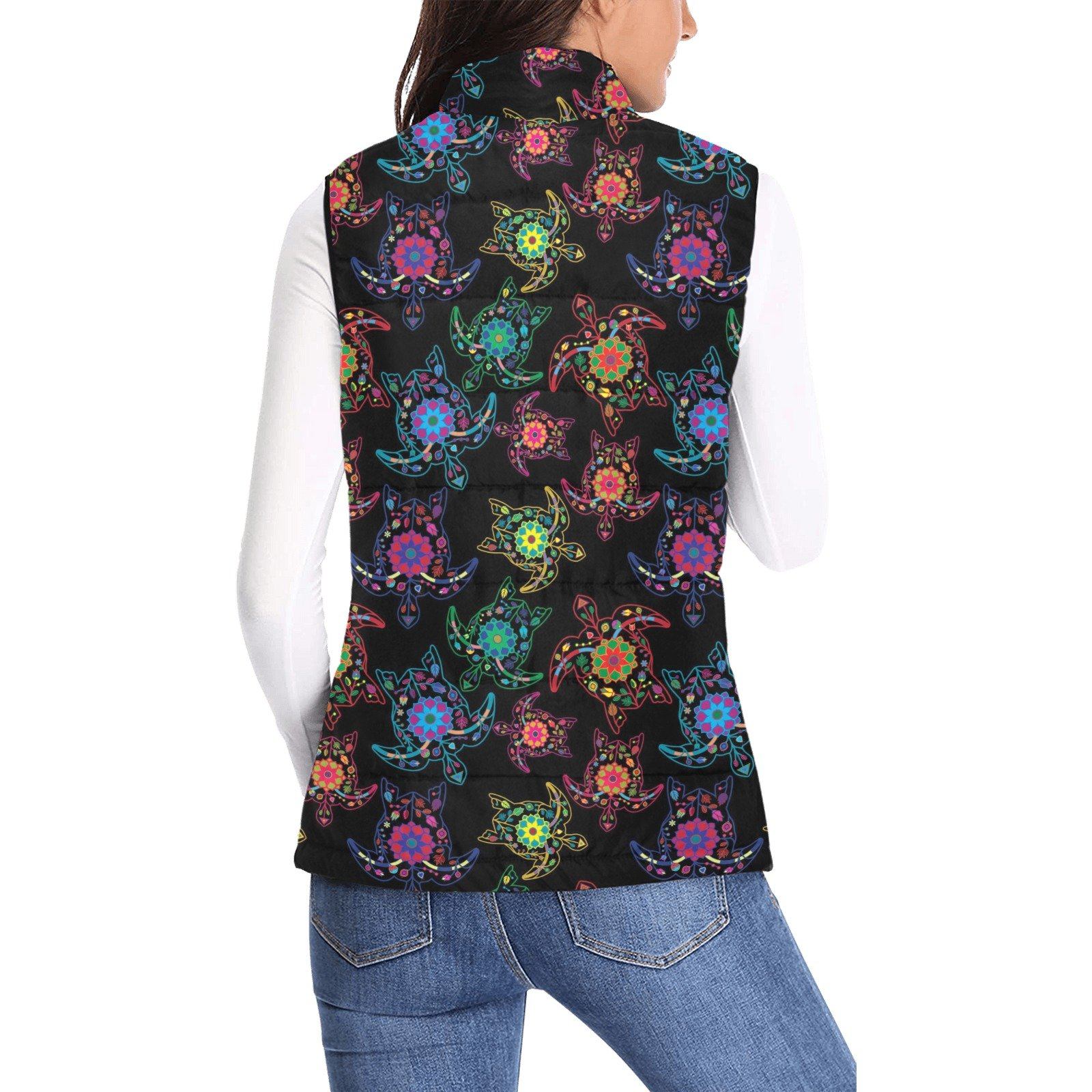 Floral Turtle Women's Padded Vest Jacket (Model H44) Women's Padded Vest Jacket (H44) e-joyer 