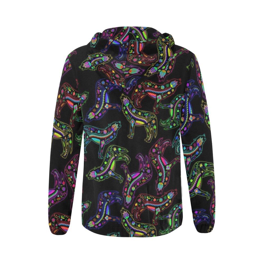 Floral Wolf All Over Print Full Zip Hoodie for Women (Model H14) All Over Print Full Zip Hoodie for Women (H14) e-joyer 