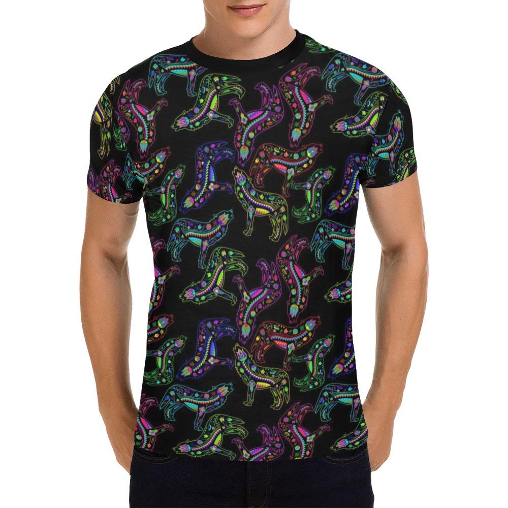 Floral Wolf All Over Print T-Shirt for Men (USA Size) (Model T40) All Over Print T-Shirt for Men (T40) e-joyer 