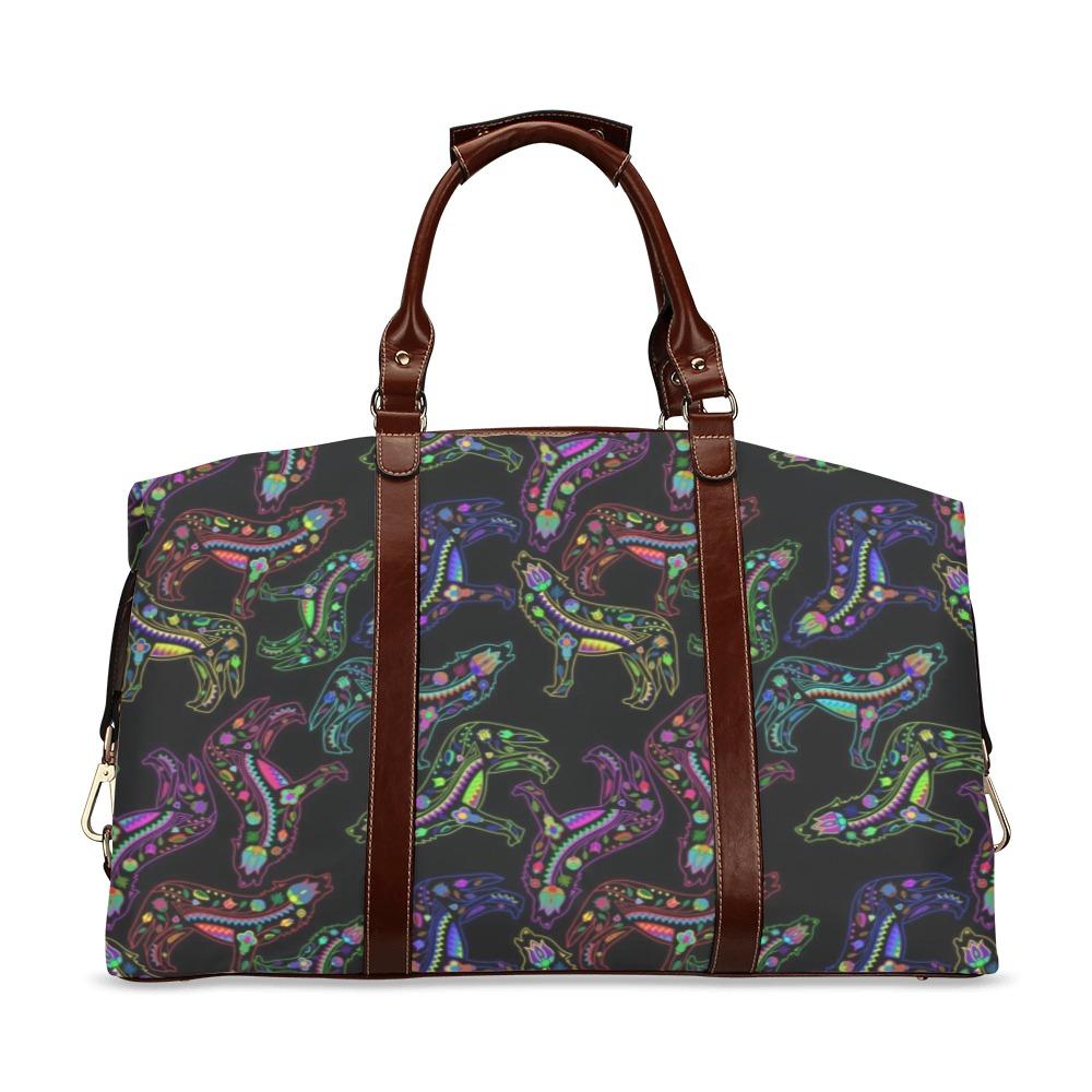 Floral Wolf Classic Travel Bag (Model 1643) Remake Classic Travel Bags (1643) e-joyer 