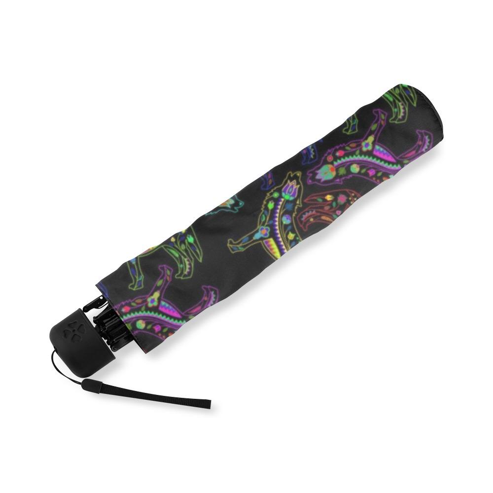 Floral Wolf Foldable Umbrella (Model U01) Foldable Umbrella e-joyer 