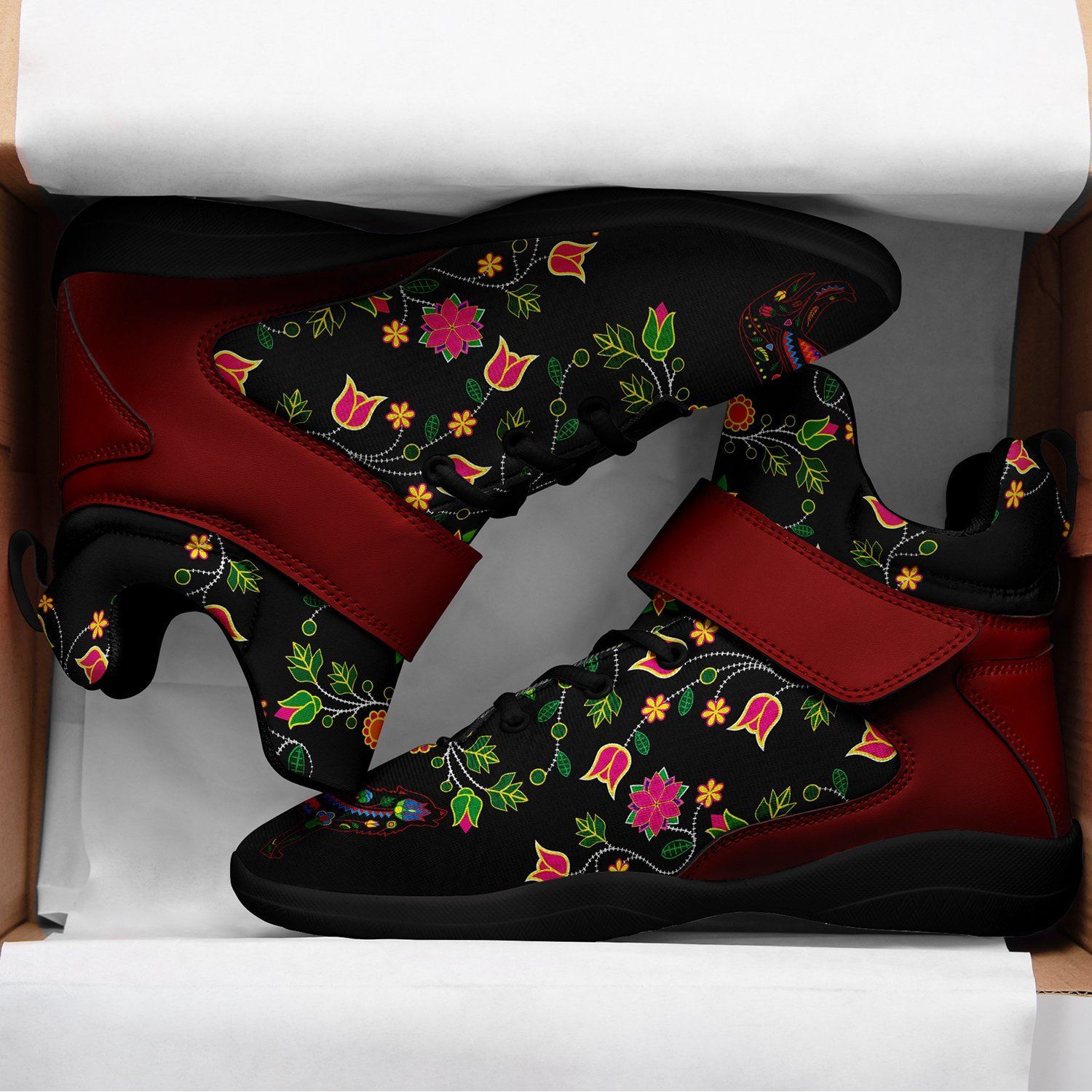 Floral Wolf Ipottaa Basketball / Sport High Top Shoes - Black Sole 49 Dzine 