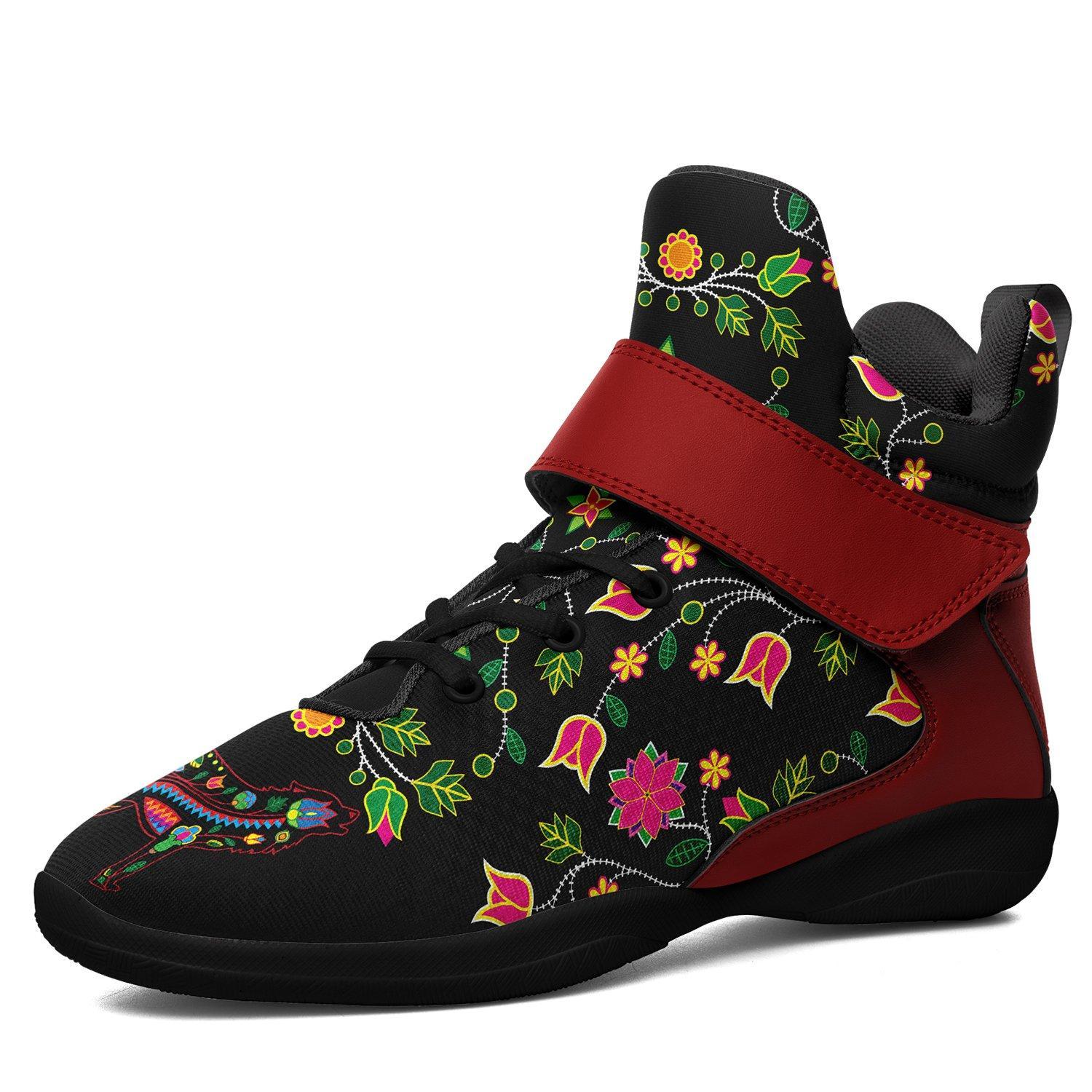 Floral Wolf Ipottaa Basketball / Sport High Top Shoes - Black Sole 49 Dzine US Men 7 / EUR 40 Black Sole with Dark Red Strap 