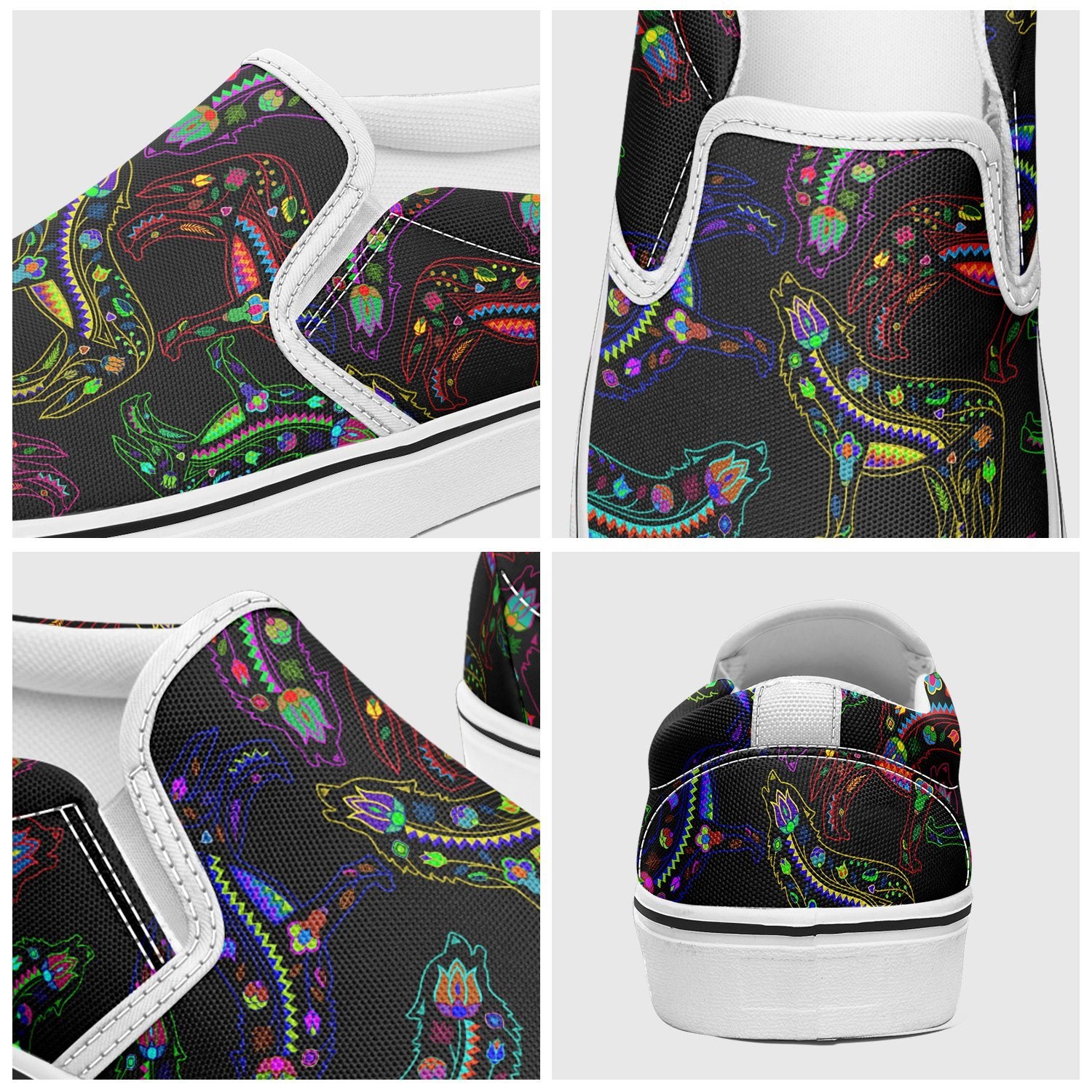 Floral Wolf Otoyimm Canvas Slip On Shoes otoyimm Herman 