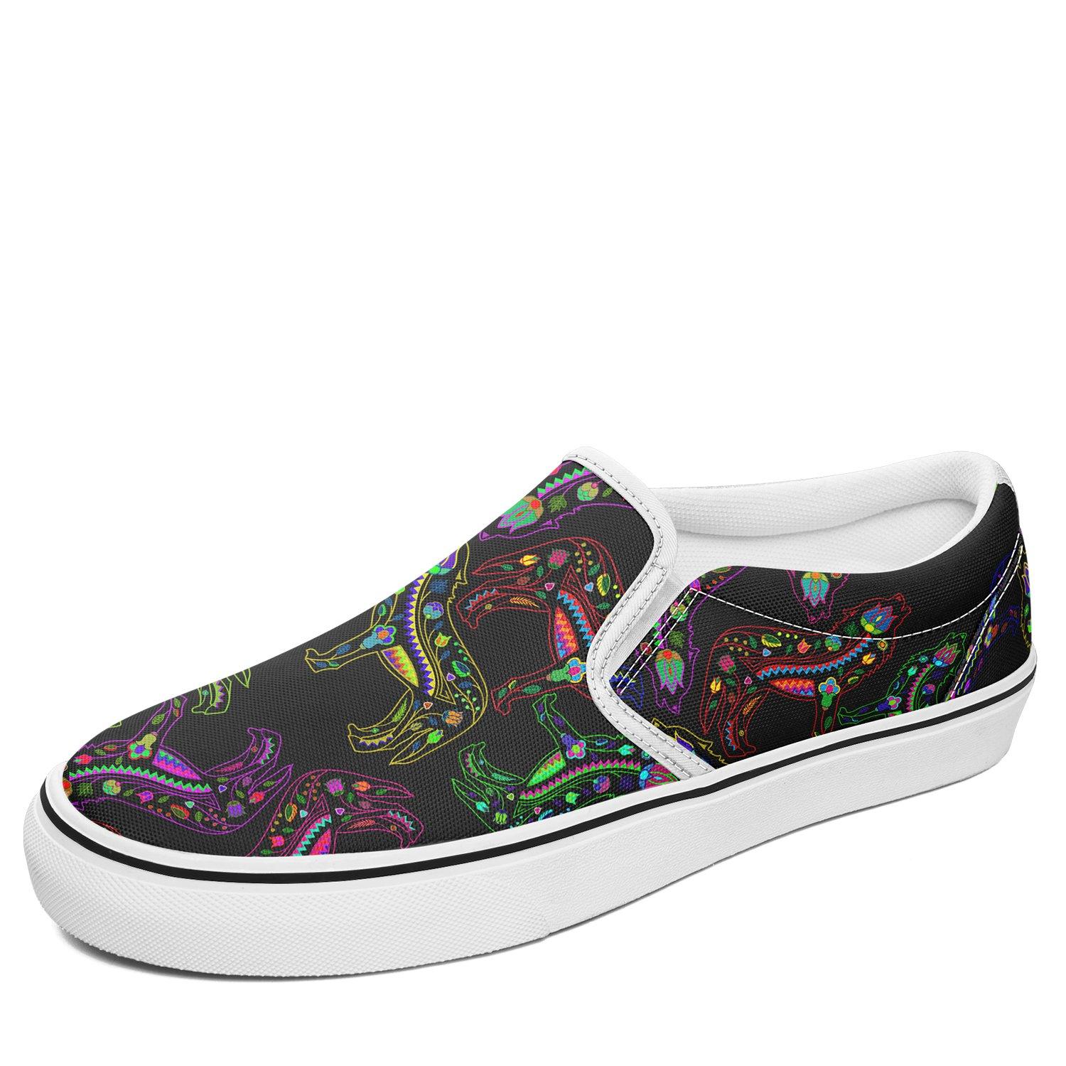 Floral Wolf Otoyimm Canvas Slip On Shoes otoyimm Herman US Youth 1 / EUR 32 White Sole 