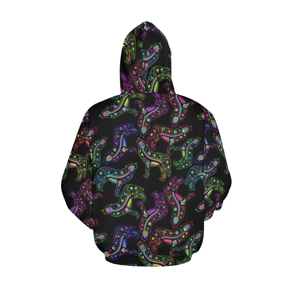 Floral Wolves All Over Print Hoodie for Women (USA Size) (Model H13) All Over Print Hoodie for Women (H13) e-joyer 