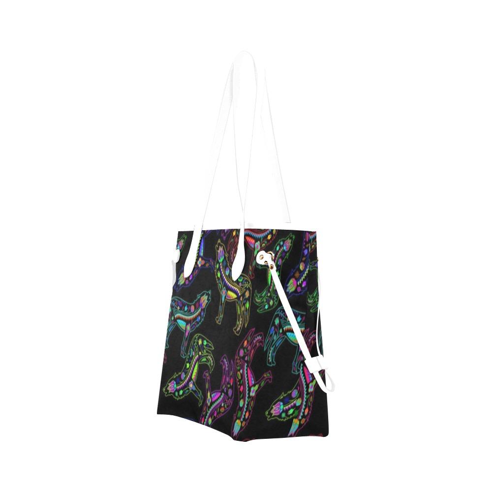 Floral Wolves Clover Canvas Tote Bag (Model 1661) Clover Canvas Tote Bag (1661) e-joyer 