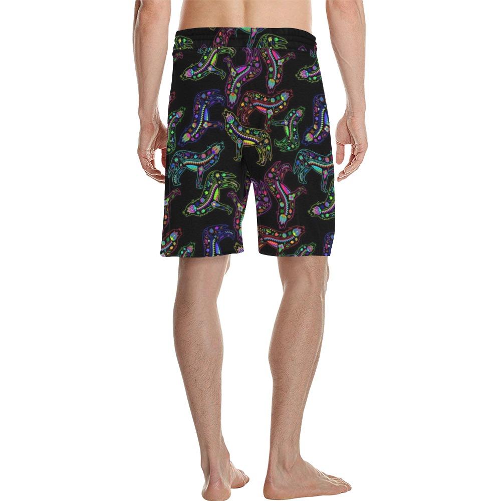 Floral Wolves Men's All Over Print Casual Shorts (Model L23) Men's Casual Shorts (L23) e-joyer 